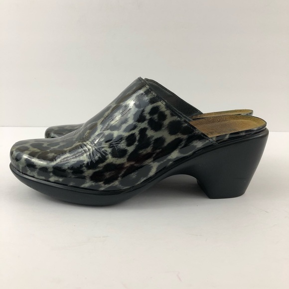 NAOT Shoes Black Womens Animal Print Patent Leather Mules Slip On Size E… - Picture 4 of 11